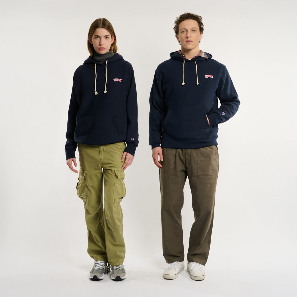 Merci x Champion - Sweat à Capuche Merci Patch - Navy