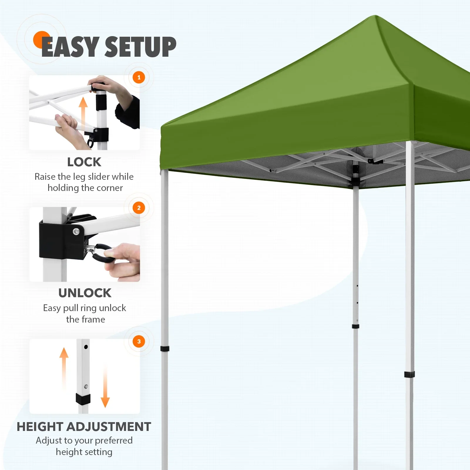 EAGLE PEAK 5x5 Pop up Canopy Tent Instant Outdoor Canopy Easy Set - up Straight Leg Folding Shelter（blue）