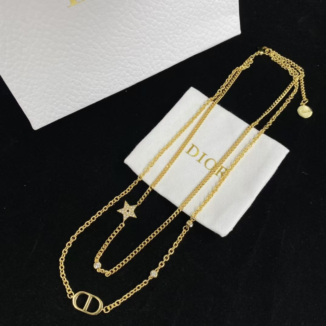 Dior Two Layers Star CD Necklace Bracelet Earrings - Original Replica Club