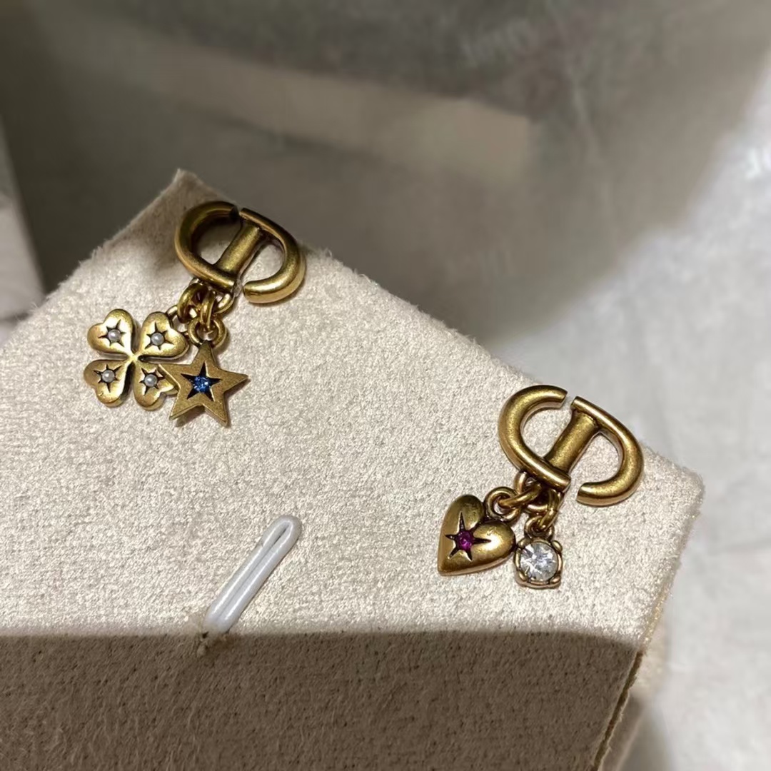 Dior Vintage Asymmetric Clover Star Heart Earrings - Original Replica Club