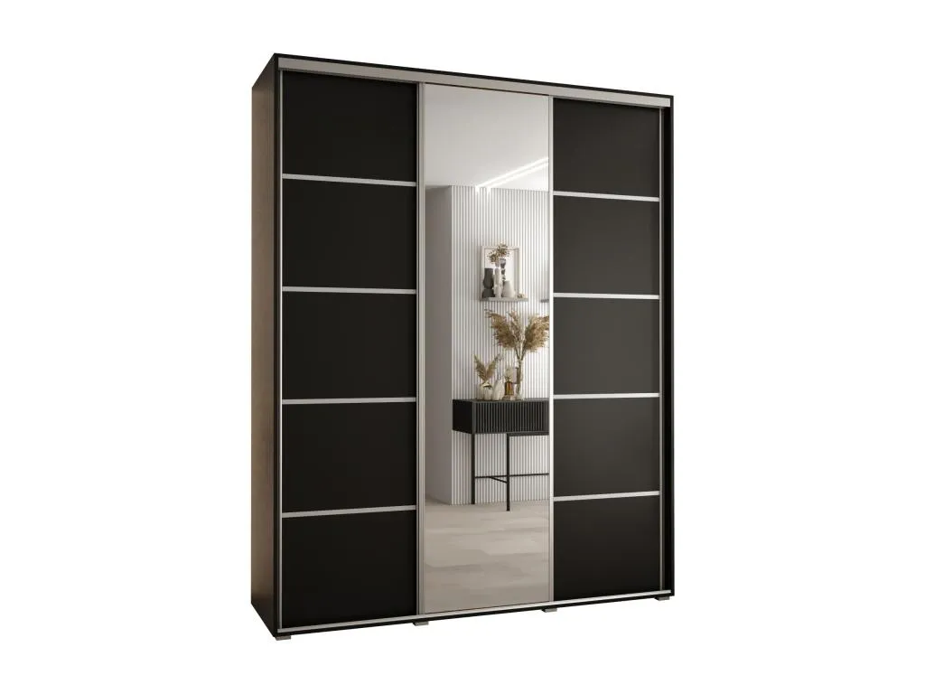ARMARIO Hogarve 5 DE PUERTAS CORREDERAS 235.2/200/45 3 puertas (Negro/Negro/Plata) 28158gvtn