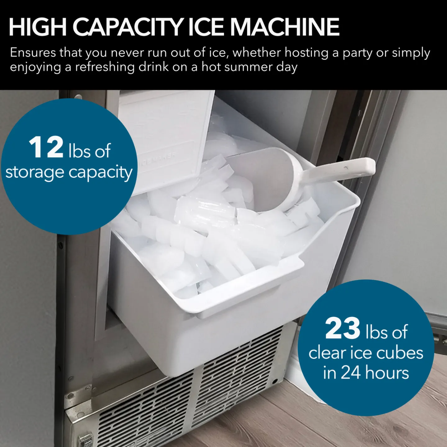 Whynter MIM14231SS 14in 23 lbs Undercounter Automatic Stainless Steel Marine Ice Maker