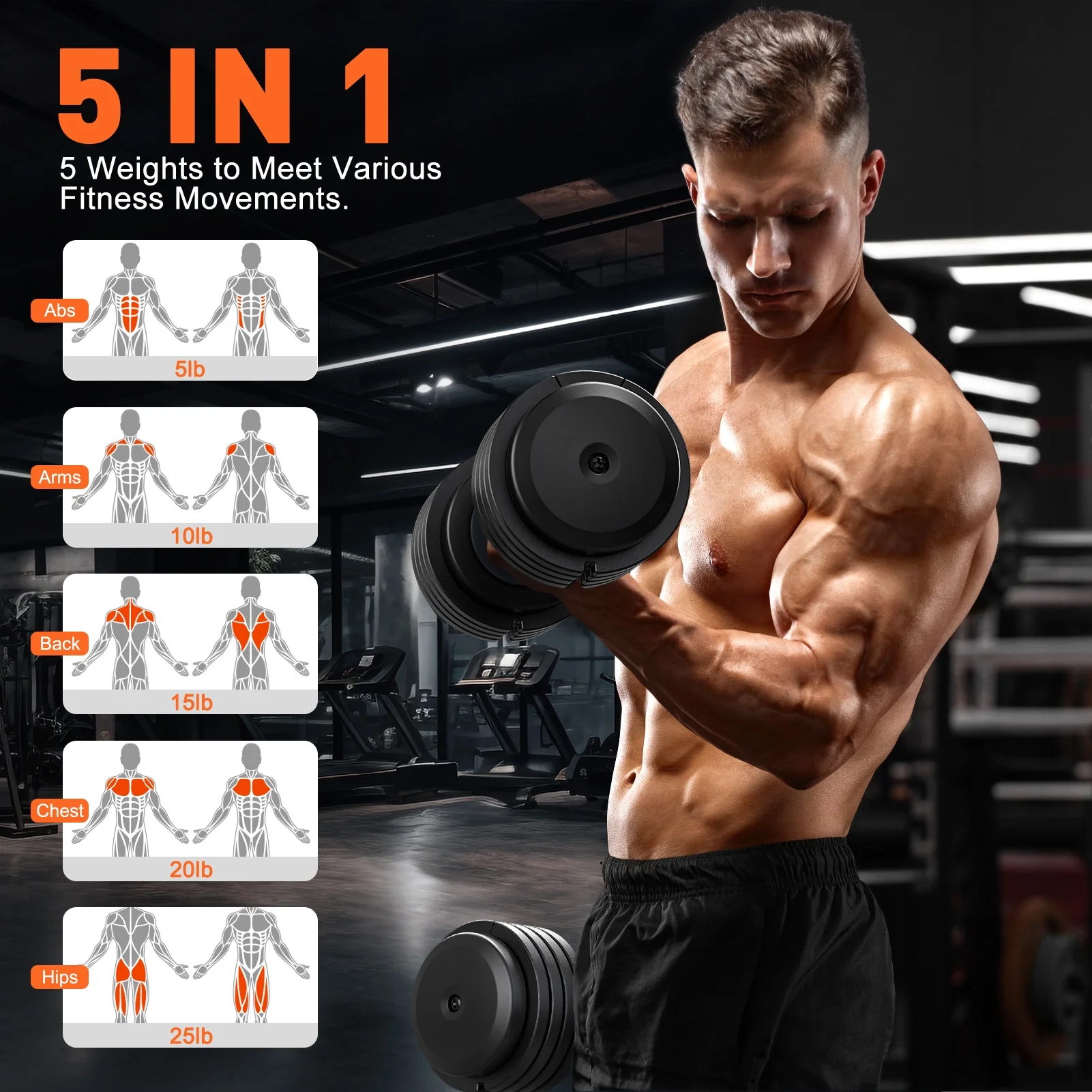GIKPAL 50lb(25lb*2) 5 in 1 Adjustable Dumbbells 25LB set of 2 Adjustable Free Weights Plates and Rack - Hand Weights for Women and Men - Adjust Weight for Home Gym Full Body Workout Fitness - Image 14