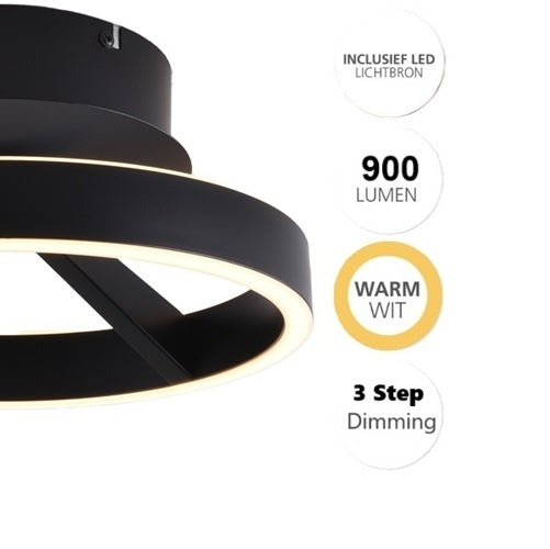 Freelight Freelight Plafondlamp Pilota Zwart 23W incl. 3 Step DimmerØ