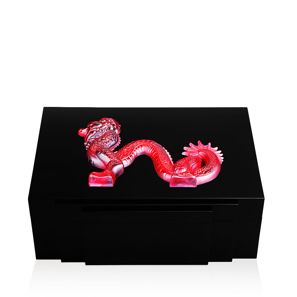 CAVE À CIGARES DRAGON GRAND MODÈLE - CRISTAL ROUGE, 100 CIGARES