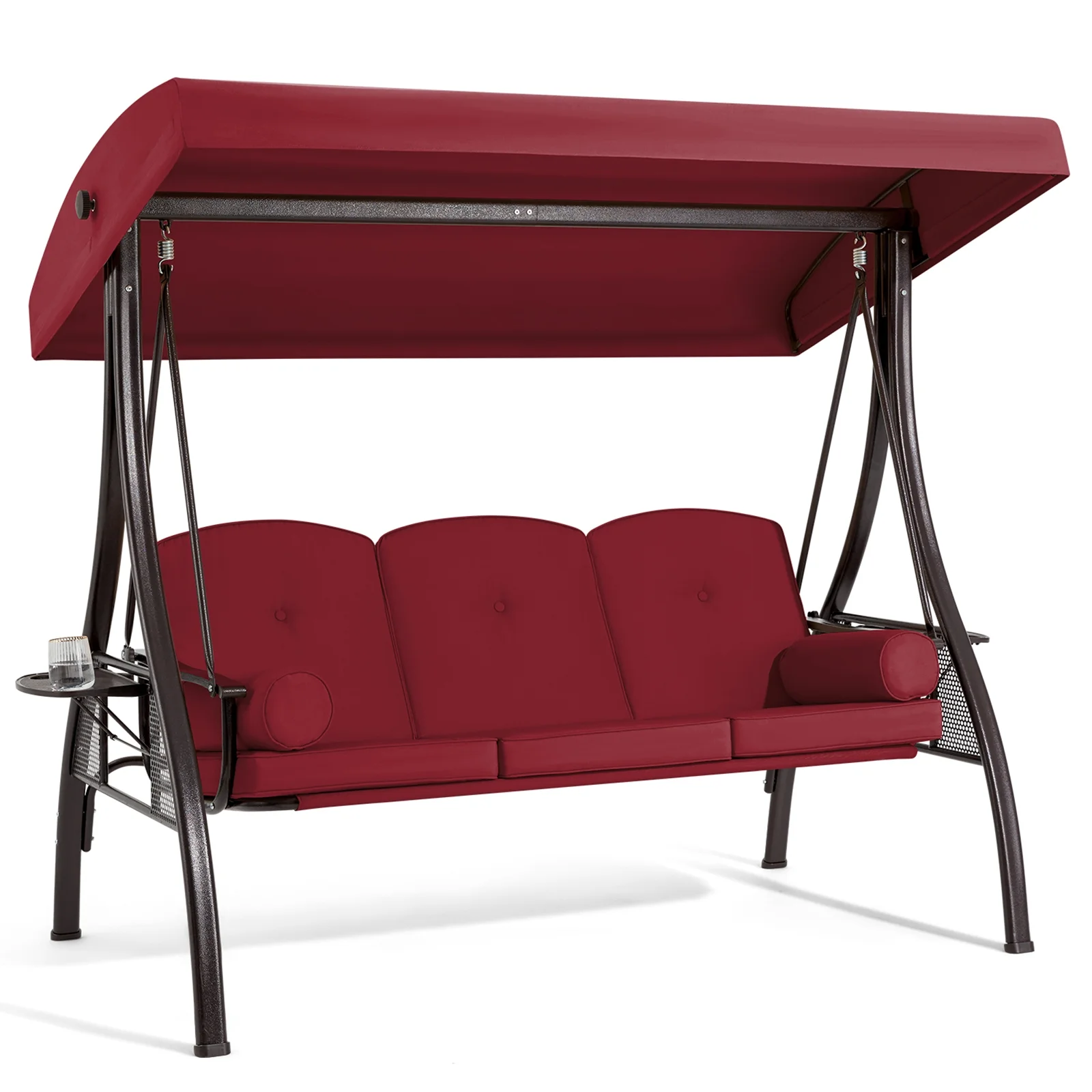 Homrest 3 Person Patio Outdoor Porch Swing with Adjustable Canopy, Backrest, Swing Bed with Stand for Garden,Deck - Image 11