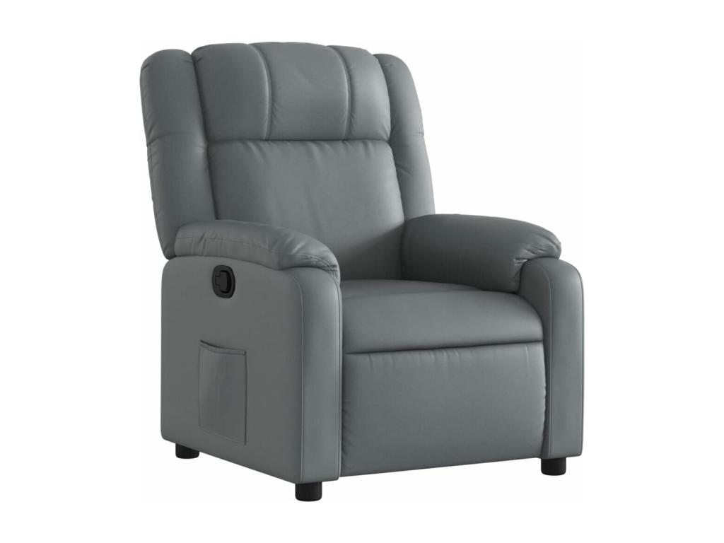 Sillón reclinable de cuero sintético gris