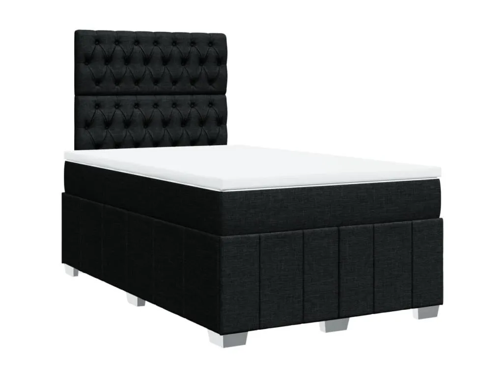 Cama box spring con colchón tela negro 120x190 cm ria3522054
