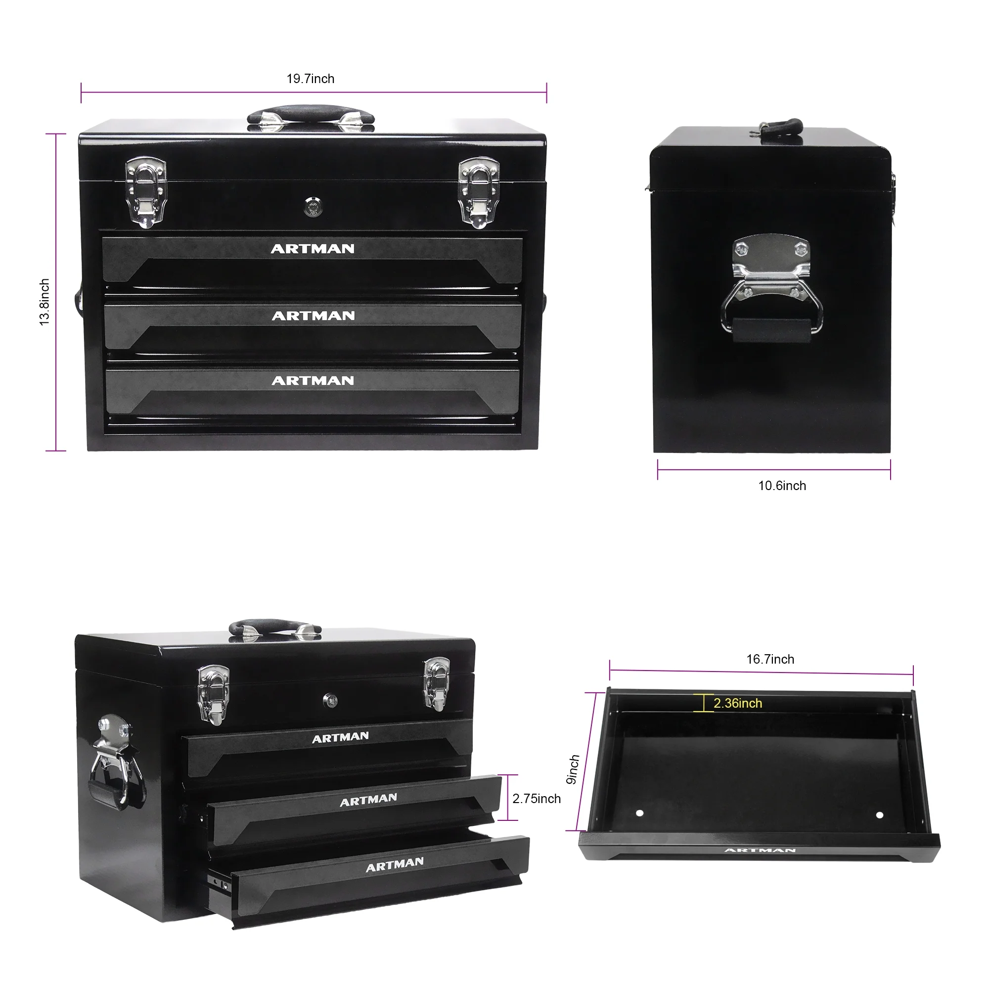 Seizeen Heavy Duty Universal Mechanic Tool Set, Metal Black, 19.7"x 10.6" x 13.86", 339 Count - image 6