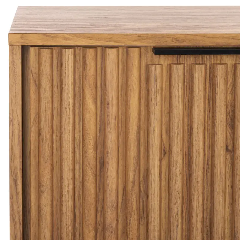 Mid Century TV Stand with Tambour Doors and Storage Drawers