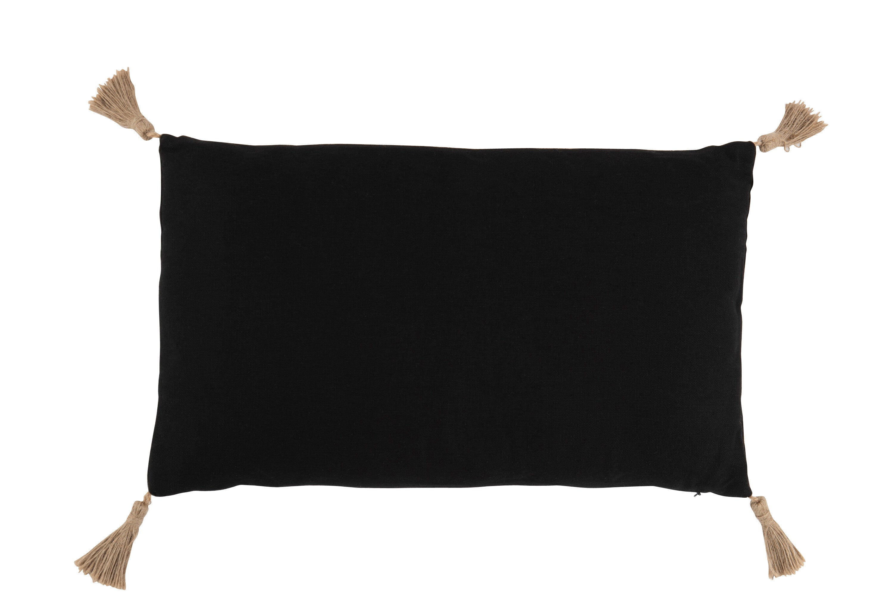 J-Line kussen Geweven Rechthoek - polyester - zwart beige