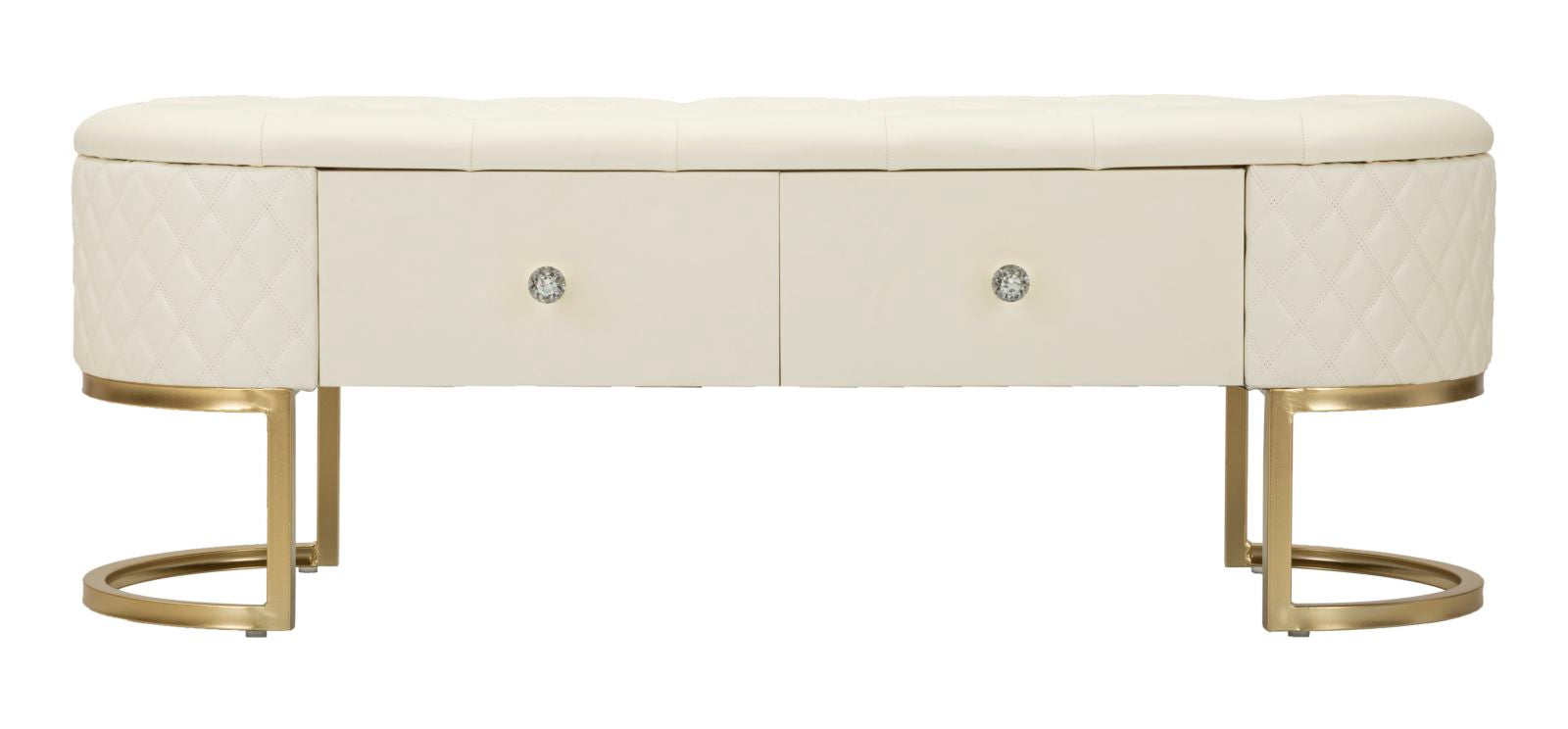 Mauro Ferretti Sharon Bank in metaal en crème leer met lades