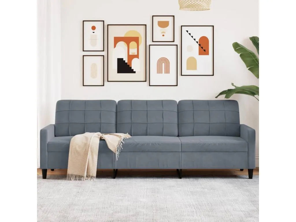 Sofá de 3 plazas terciopelo gris oscuro 210 cm JVJL87188