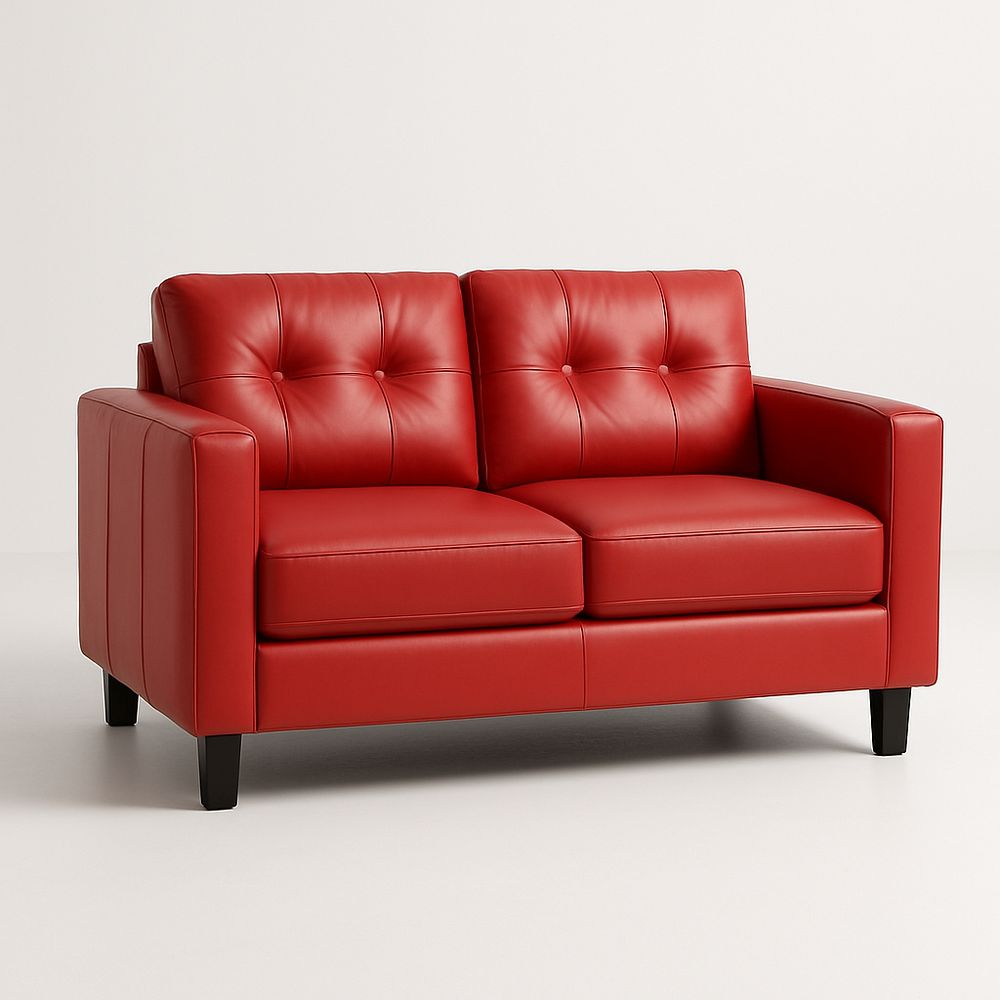Sofá rojo 2 plazas 140x80x85 cm con asiento de espuma y acabado brillante