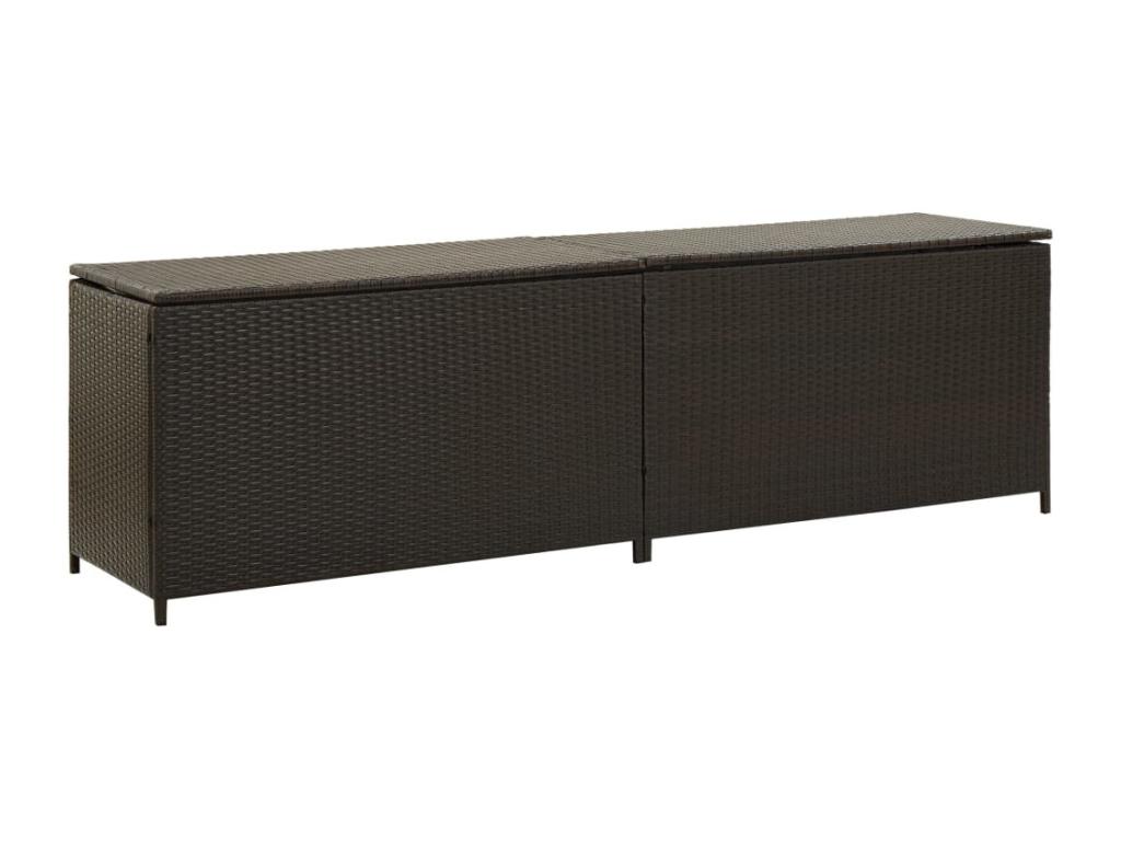 Caja de almacenamiento de jardín de resina tejida 200x50x60 cm marrón