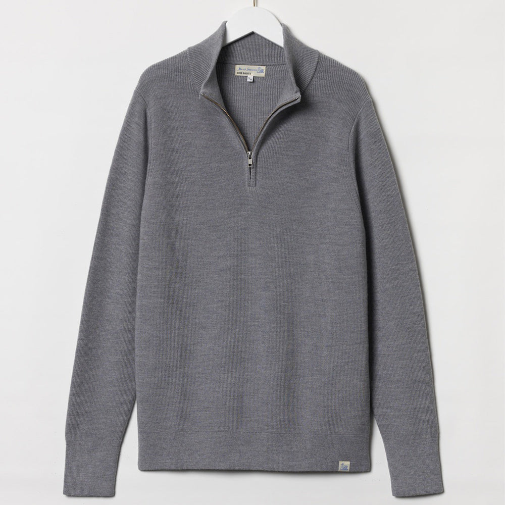 Merz b. Schwanen - Pullover Zip Merino - Gris