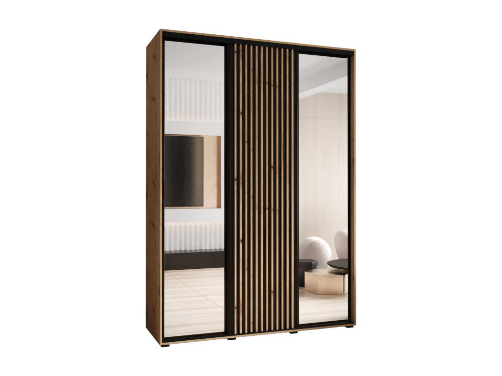 Armario Biocasahogar 3 puertas correderas 235.2/180/45 cm artisan/negro EY9472754