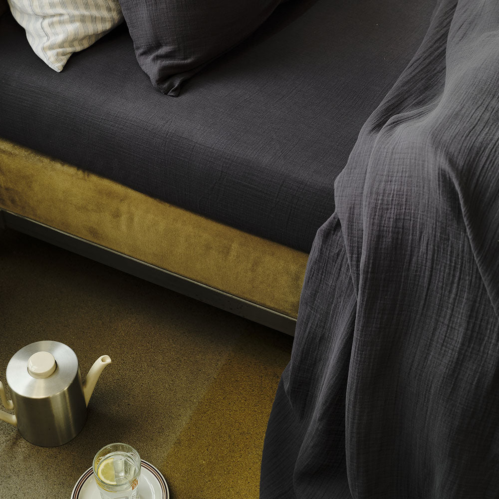 Drap-housse en gaze de coton - Gris Fusain