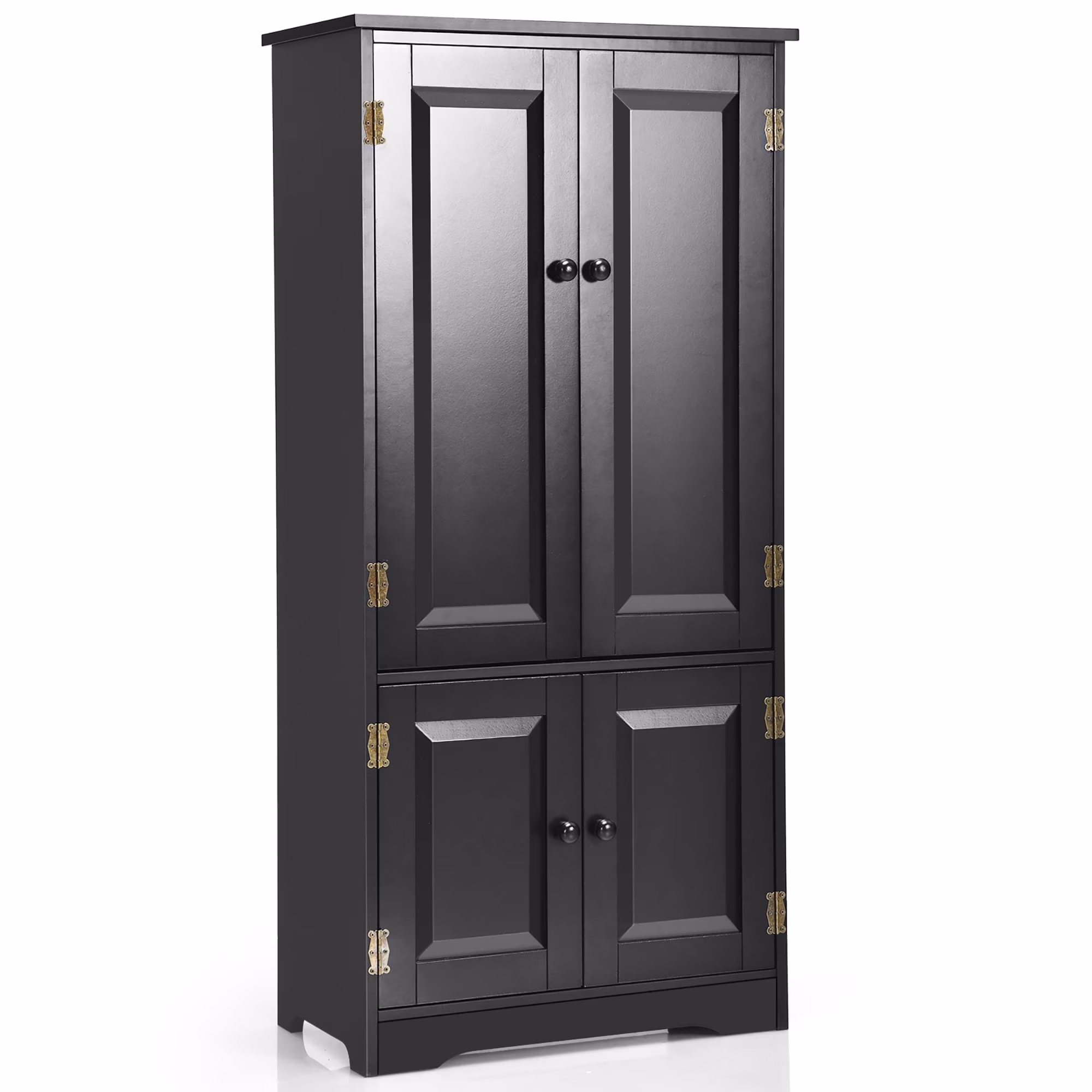 Costway Accent Floor Storage Cabinet W/ Adjustable Shelves Antique 2-Door Cream White