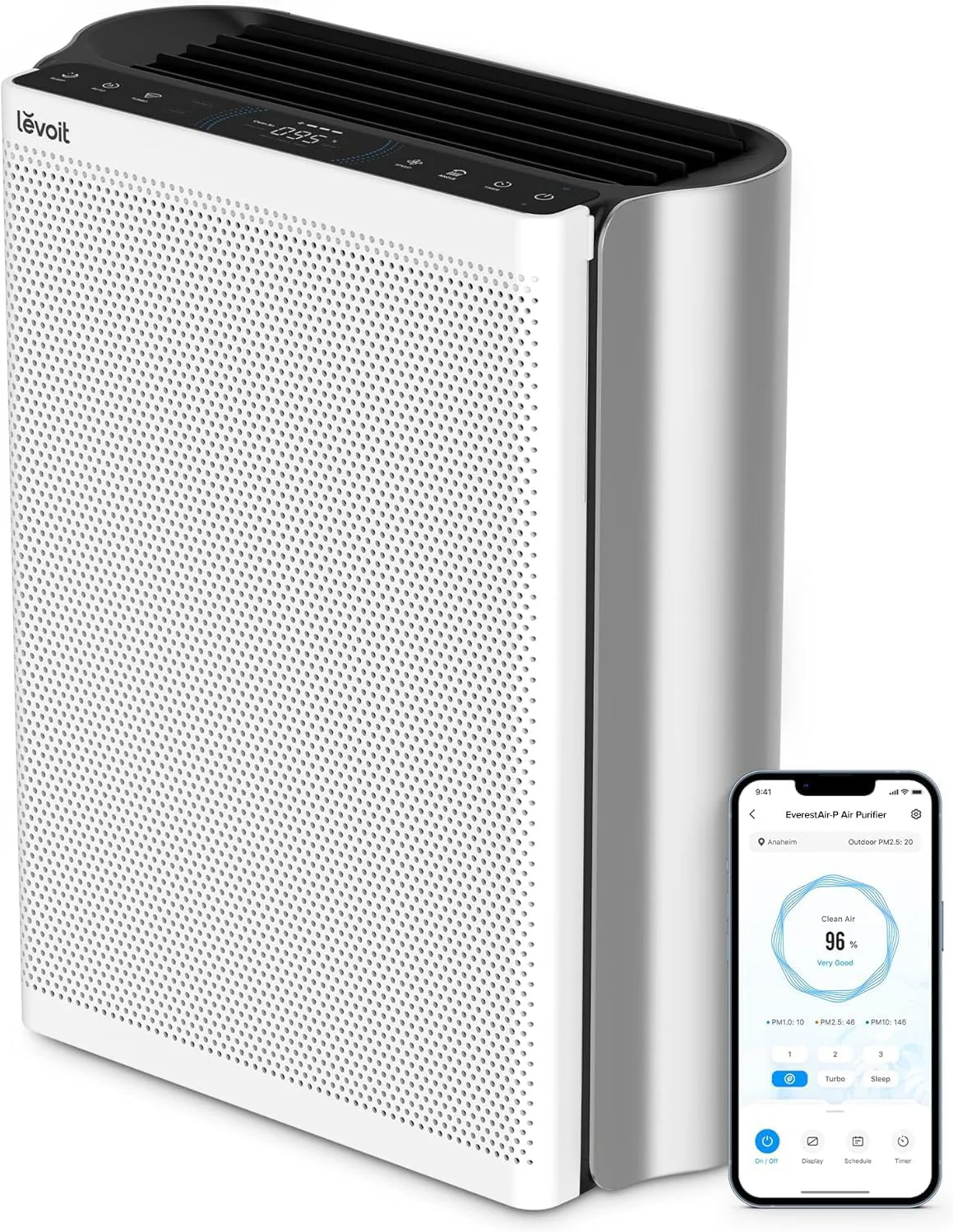 LEVOIT Air Purifiers for Home Large Room Up to 1733 Ft² With HEPA Sleep Mode, AHAM VERIFIDE, Auto Mode, Air Quality Monitor, Smart WiFi, 3-in-1 Filter For Pet Allergy, Smoke, Dust, Core 400S-P, White
