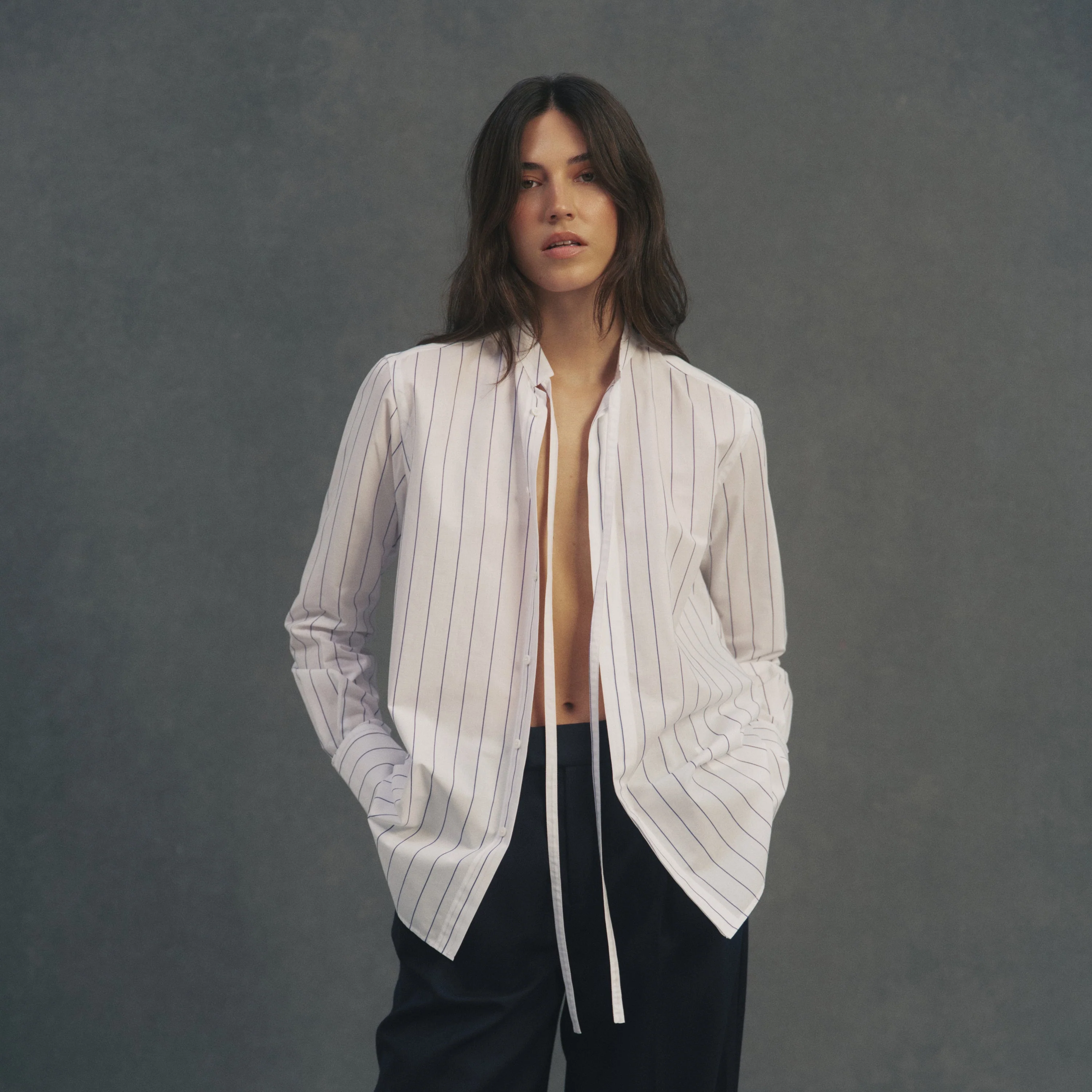 The Boyfriend Bow Tie: Fine Poplin, Blue and White Stripe