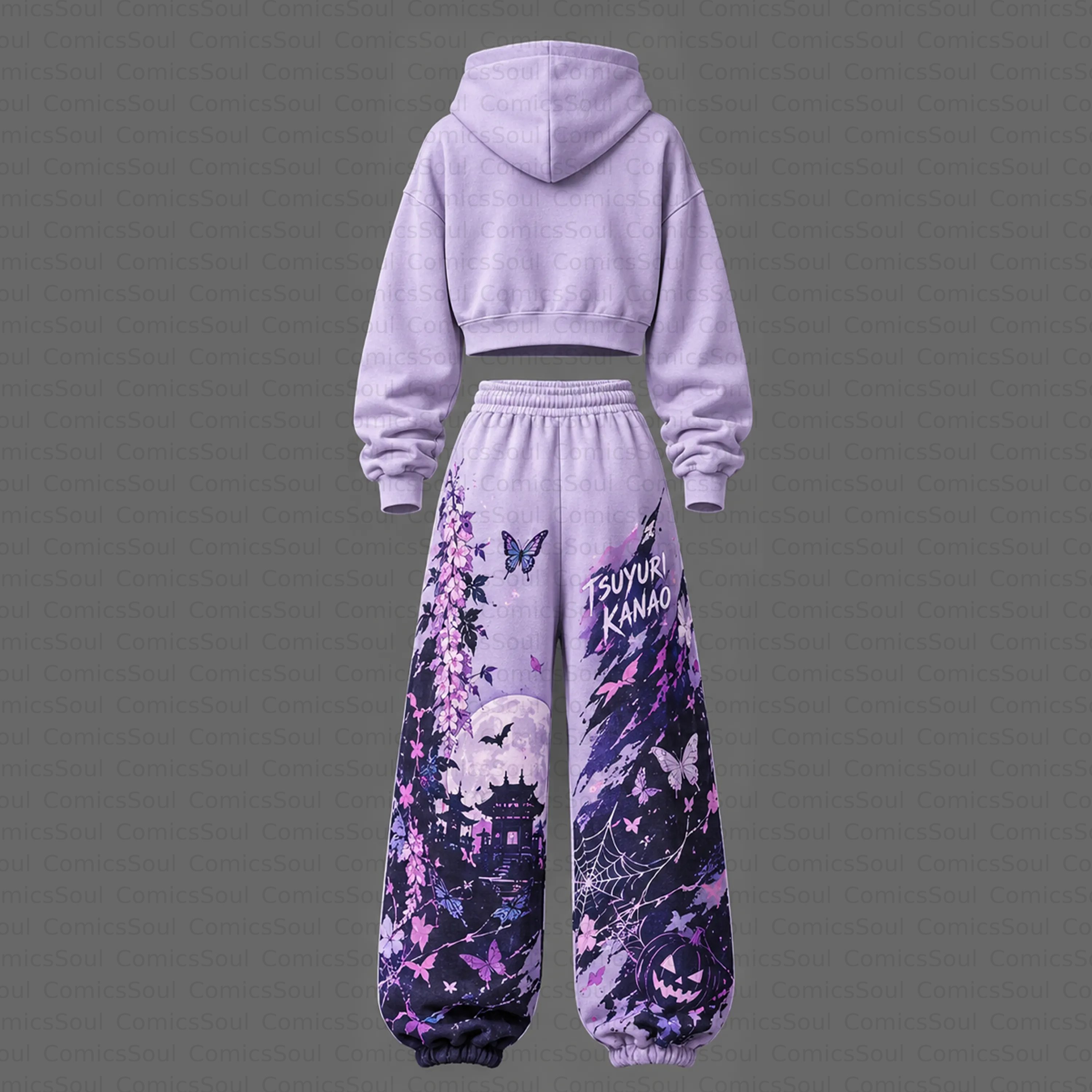 Demon Slayer Cropped Long Sleeve Hoodie & High Waist Jogger Pants Two Piece TeeThreads Sustain the Scene with Custom Apparel