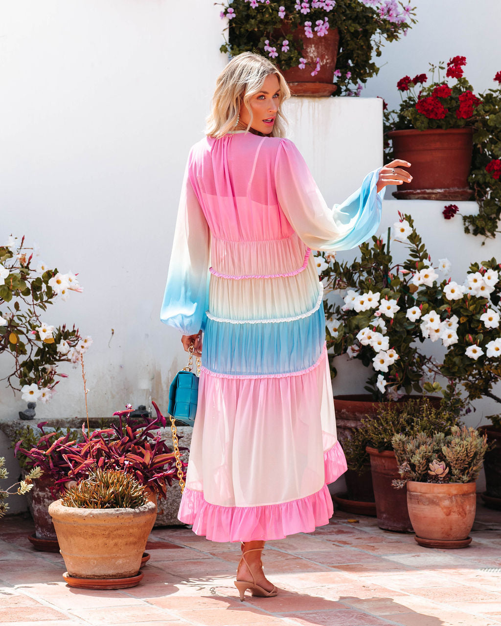 Layloni Ombre High Low Ruffle Midi Dress - Multi - FINAL SALE - Se7enfashion