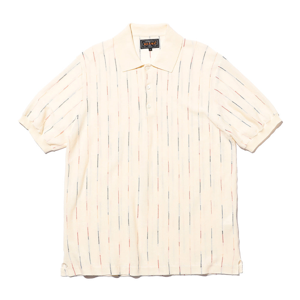 Beams Plus - Polo Kasuri Stripe - Blanc