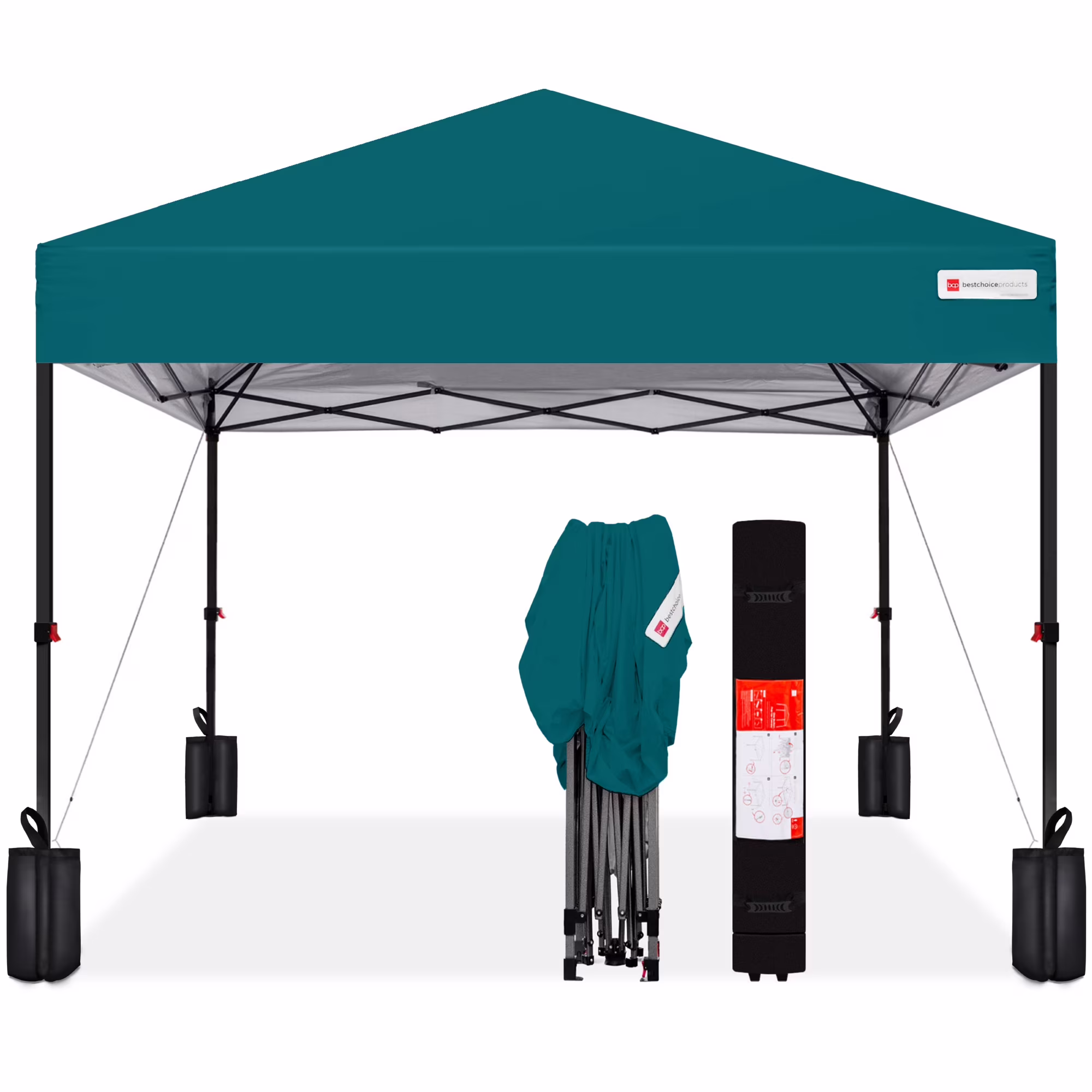 Best Choice Products 12x12ft Easy Setup Pop Up Canopy w/ 1-Button Setup, Wheeled Case, 4 Weight Bags - Navy Blue - Image 26