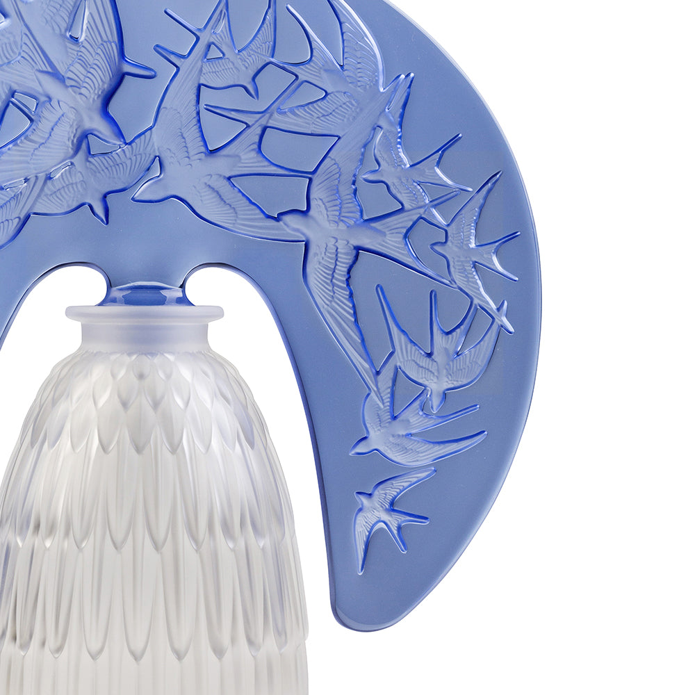 LAMPE HIRONDELLES - CRISTAL BLEU SAPHIR, FINITION CHROMÉ