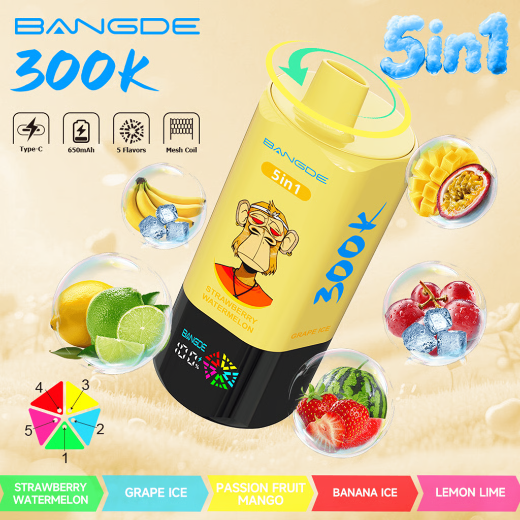 Bang DE 300K 5-in-1Disposable Vape|Up to 300,000 Puffs & Five Flavors in One Device