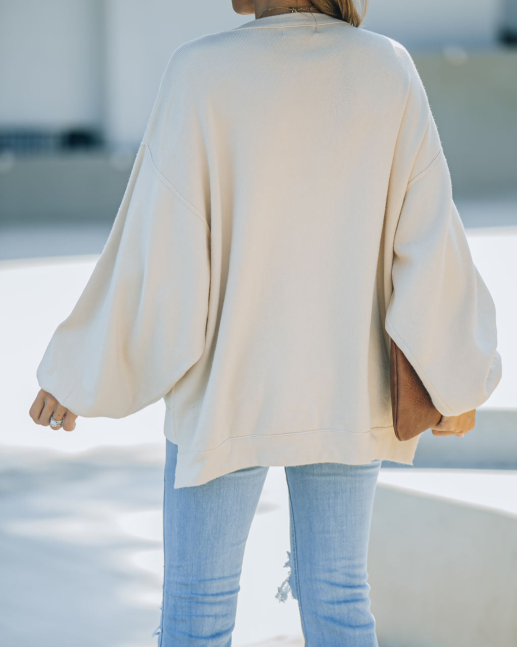Running Errands Knit Oversized Pullover Sweater - Cream - Se7enfashion