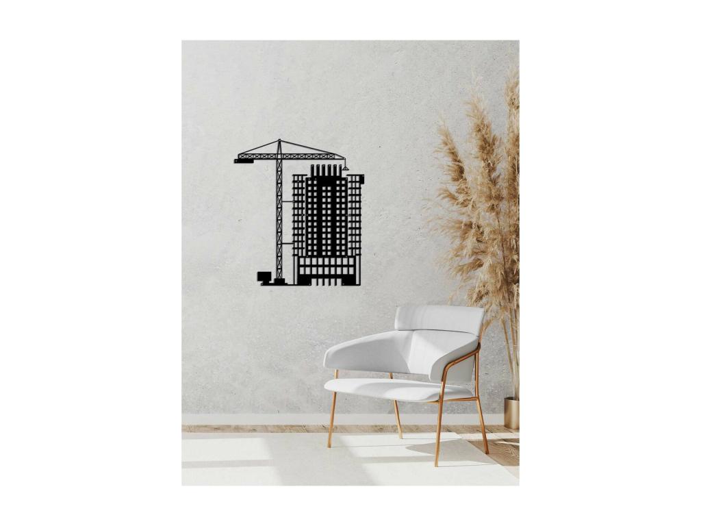 Decoración de Metal Construcciones 2, Negro, 50x0,15x56 cm, Laocacasas