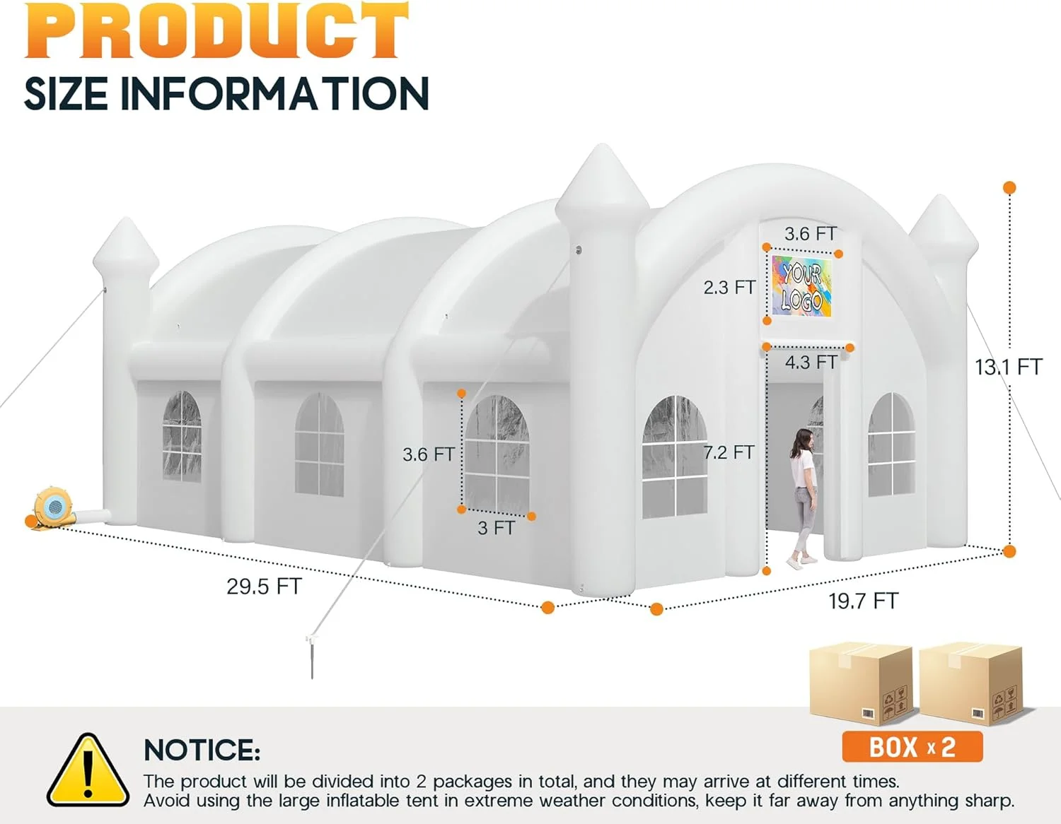 Jocisland 20x16x14 ft Large Black Inflatable Night Club Tent for Adults with 2 Side Doors, Inflatable Nightclub with Logo Area Gazebo Event House - Image 17