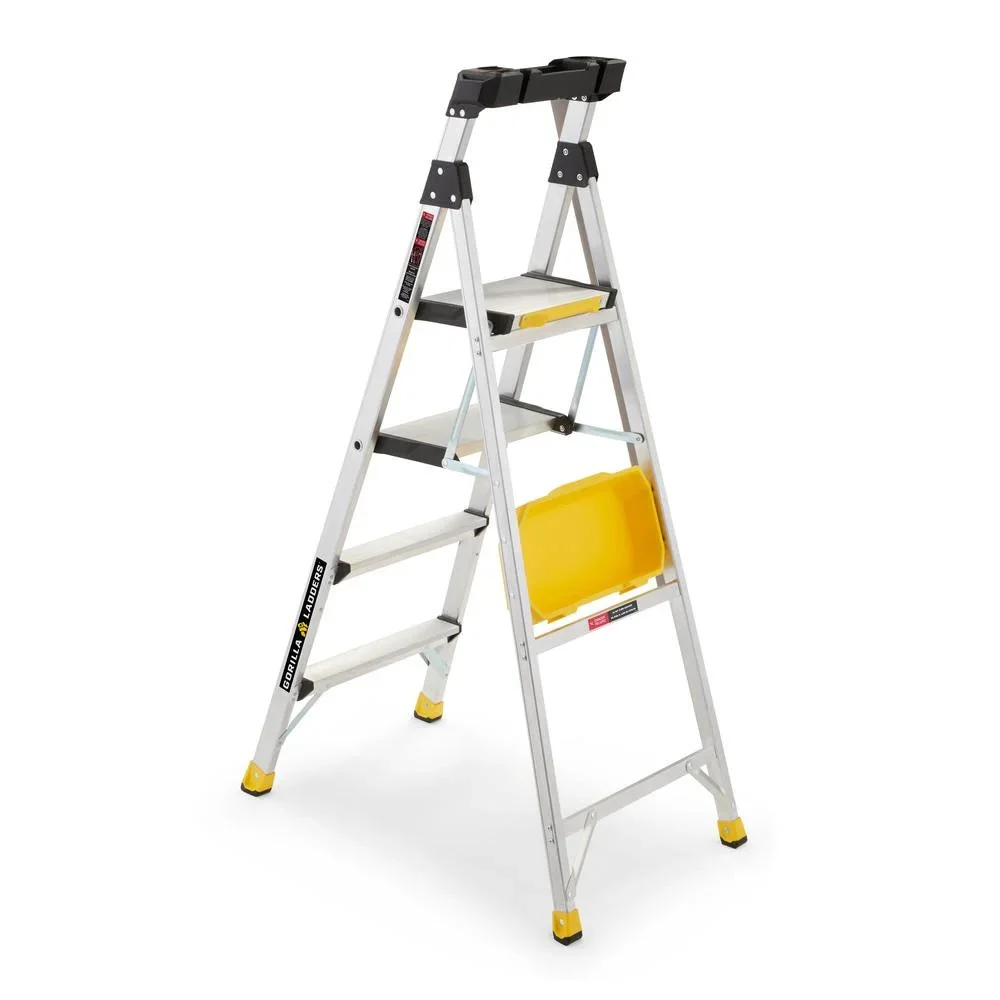 Gorilla Ladders Aluminum Dual Platform Ladder With Project Bucket, 5.5 Ft, 300 Lb Capacity - Image 9 Gorilla Ladders Aluminum Dual Platform Ladder With Project Bucket, 5.5 Ft, 300 Lb Capacity - Image 9