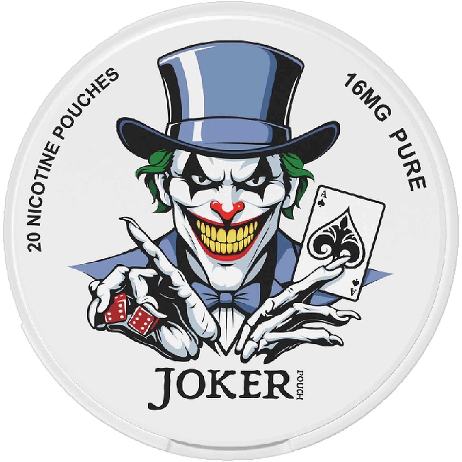 Joker Pure 16mg nicotine pouches — Slim Moist Pouch can with 20 extra strong pure pouches