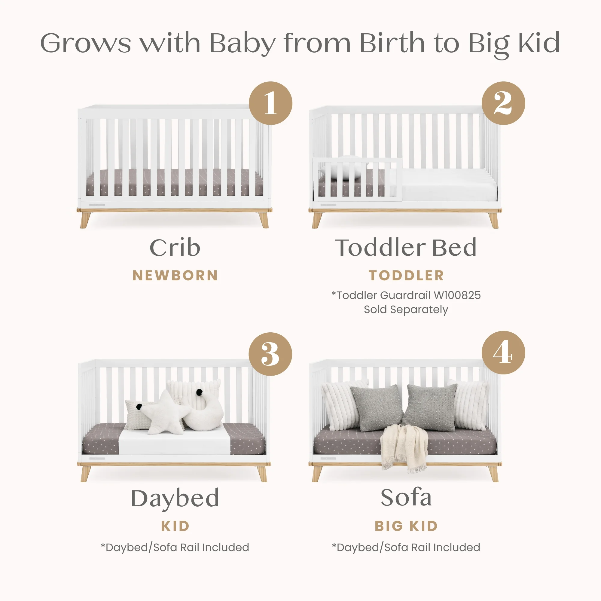 Delta Children Frankie 4-in-1 Convertible Crib - Greenguard Gold Certified, Black with Natural - Image 29