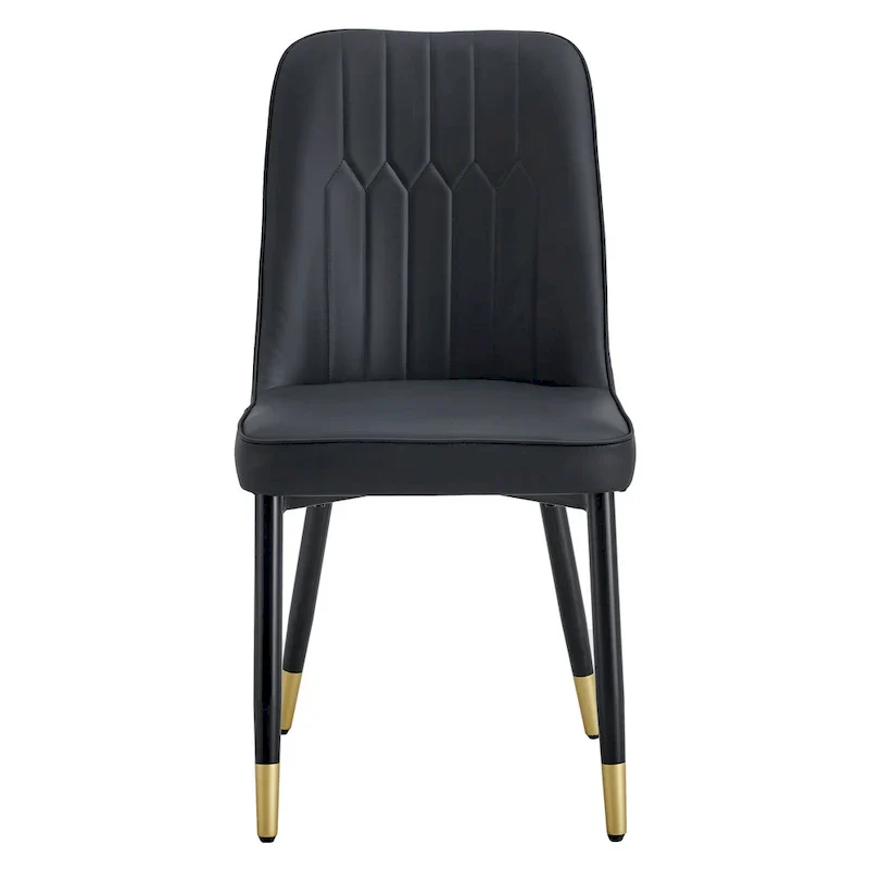 Contemporary Set of 4 Faux Leather Dining Chairs with Cushioned Backrests and Metal Legs – Ideal for Dining Rooms, Living Rooms, and Bedrooms