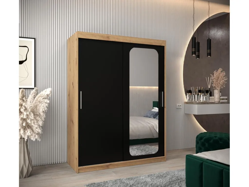ARMARIO Mobtrendy T2 DE PUERTAS CORREDERAS 200/150/62 2 puertas (artisan/negro) 56140ekuo