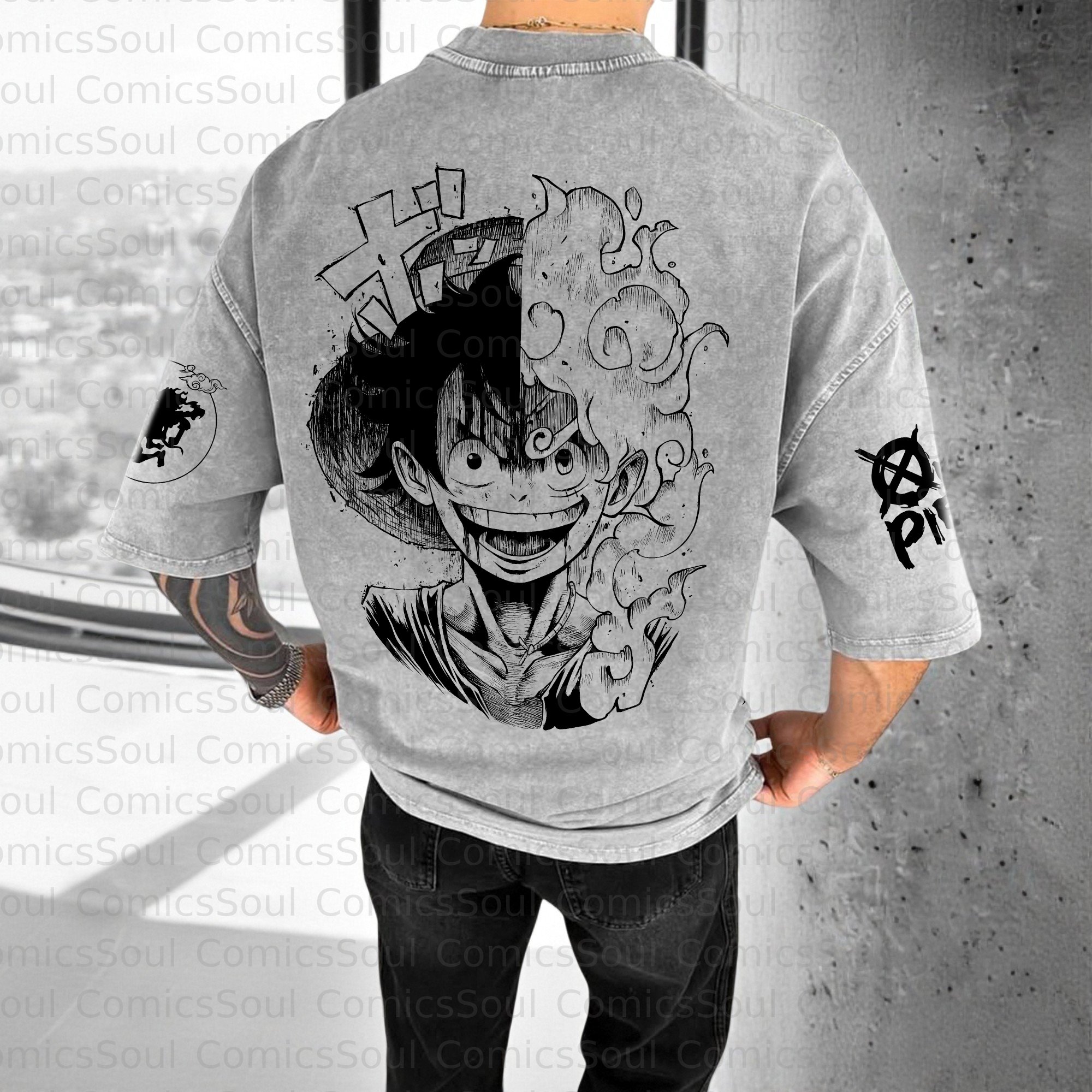 Unisex Anime Inspired Vintage Washed T-Shirt