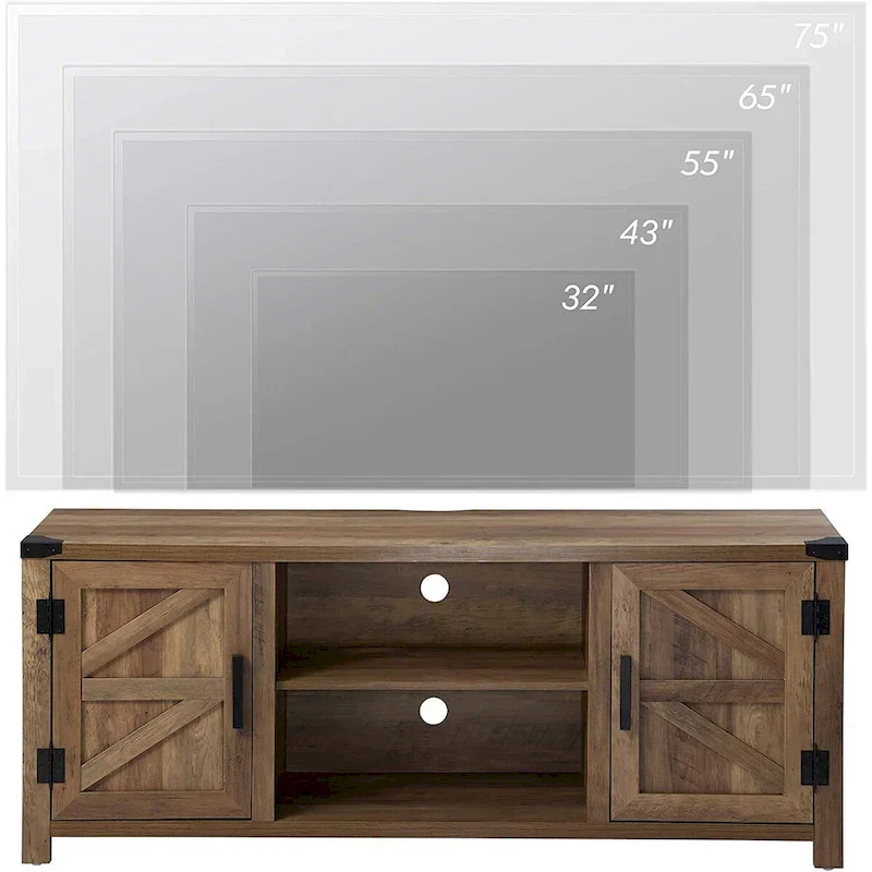 Rustic Farmhouse Barndoor TV Stand - Entertainment Center for TVs up to 70 Inches