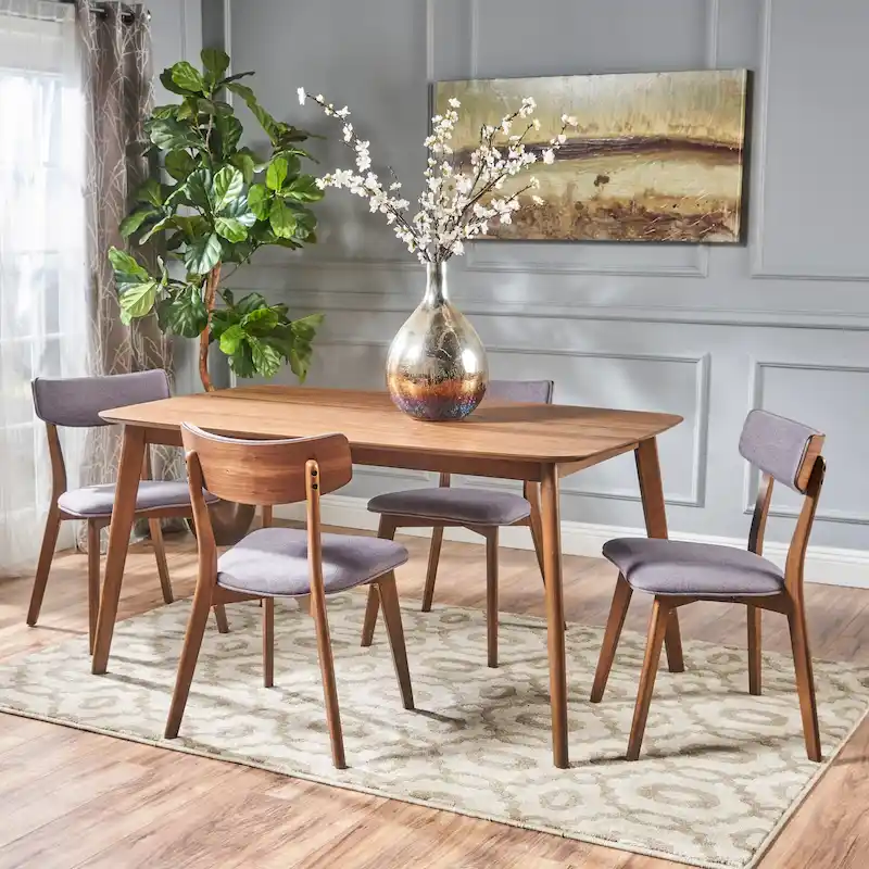 Christopher Knight Home Alma Mid-Century 5-Piece Wooden Rectangular Dining Set