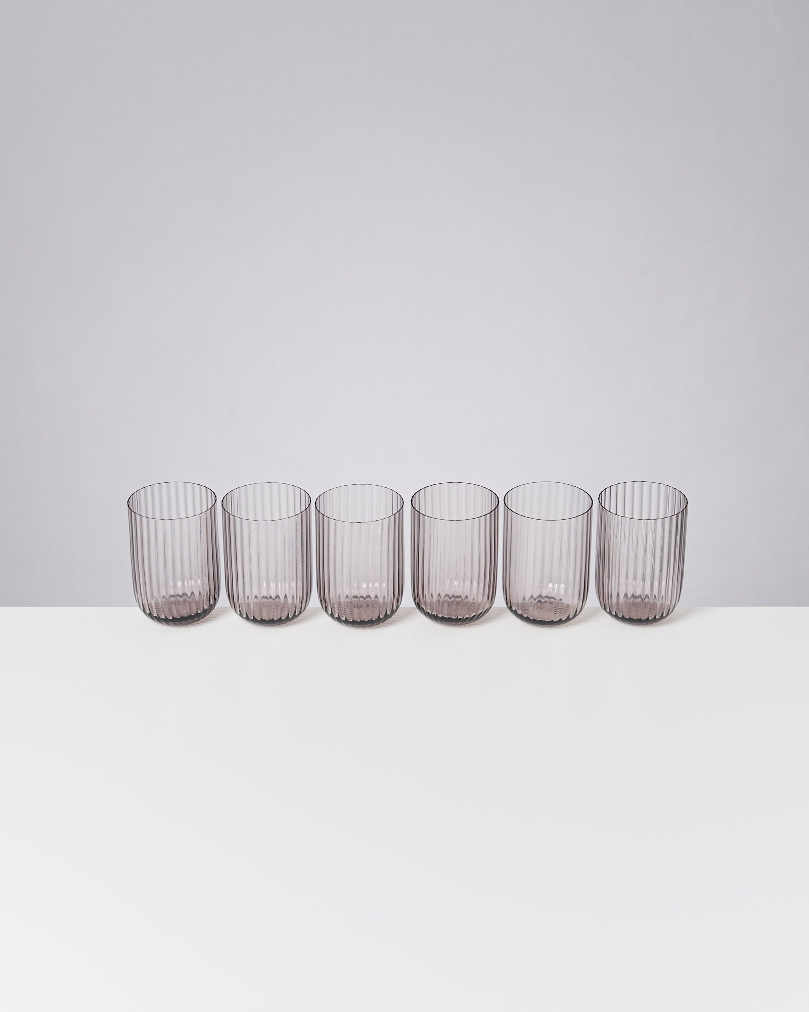 Joia Glas klein riffled grau 6er-Set