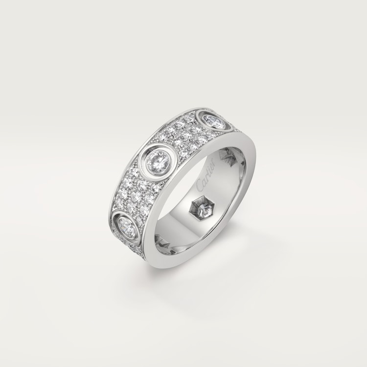 Replicate LOVE ring, classic model, paved, 6 diamonds(1:1 replica) - Original Replica Club