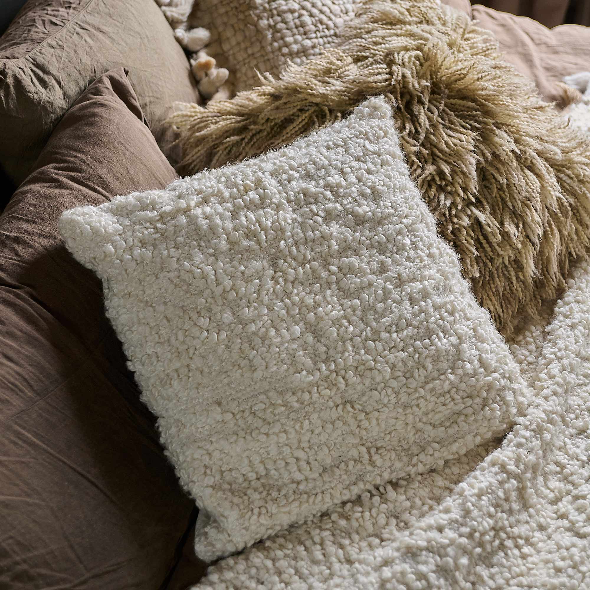 Maud Boucle Cushion, Cream