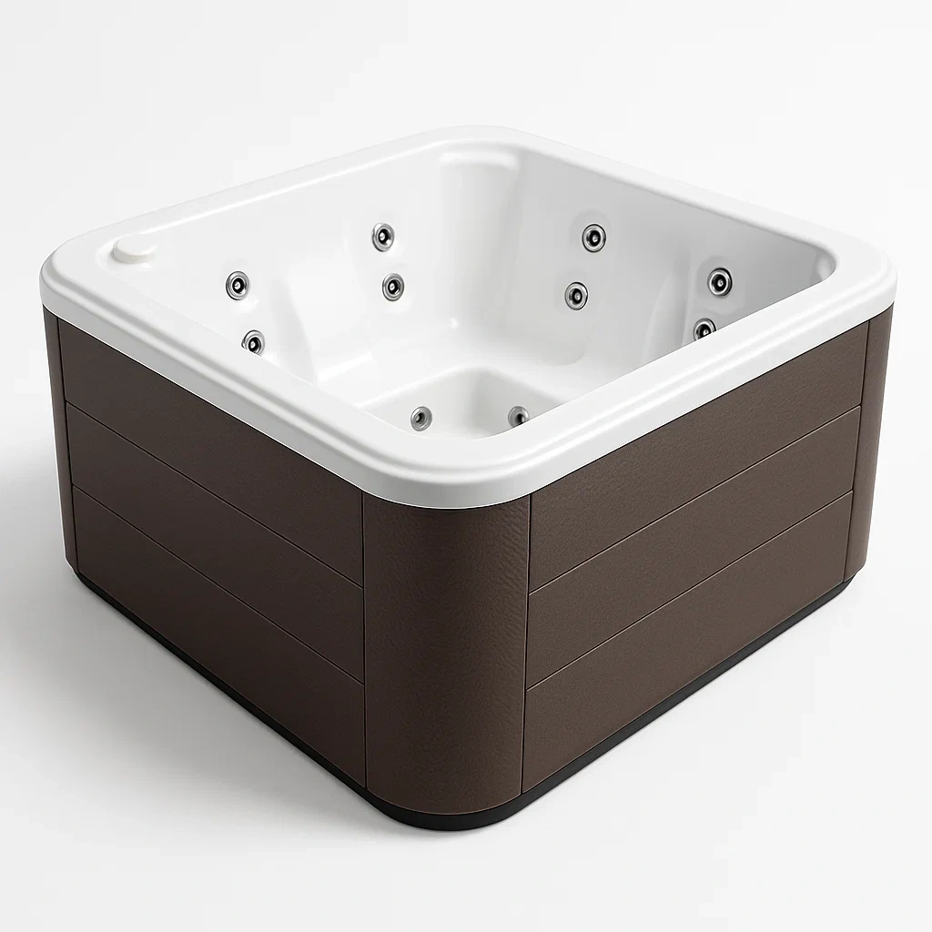 Spas rígidos 150x150x70 cm, 4 personas, cuadrado, color marrón/Blanco qeMbOYz424sL