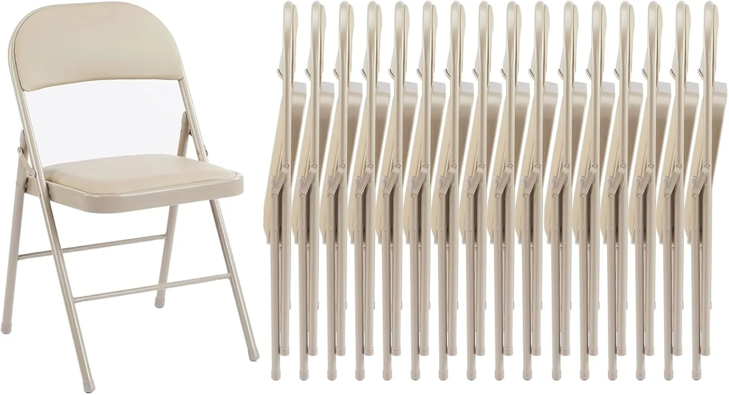 Sweetcrispy Folding Chair 12 Pack, Leather Padded Folding Chairs, Sturdy Metal Foldable Chairs