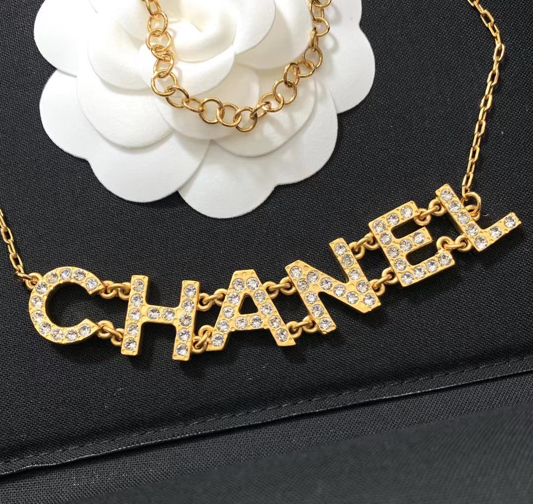 Chanel Gold Color Letter Pendant Necklace - Original Replica Club