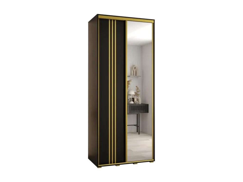 ARMARIO Decopractico 7 DE PUERTAS CORREDERAS 235.2/120/45 2 puertas (Negro/Negro/Oro) OARQ95060
