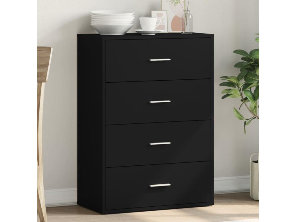Aparador de madera de ingeniería negro 60x31x84 cm